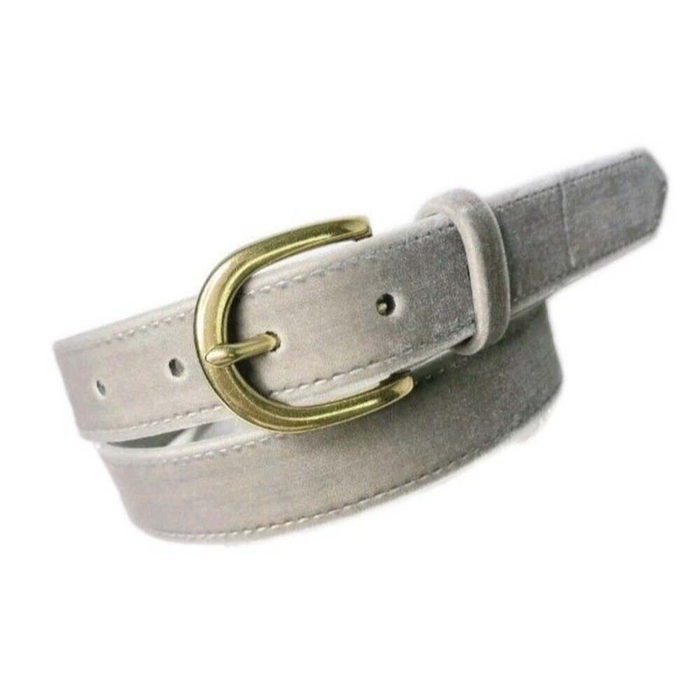 J. Crew Womens Velvet Belt Size Medium Gray Silver Minimalist Classic